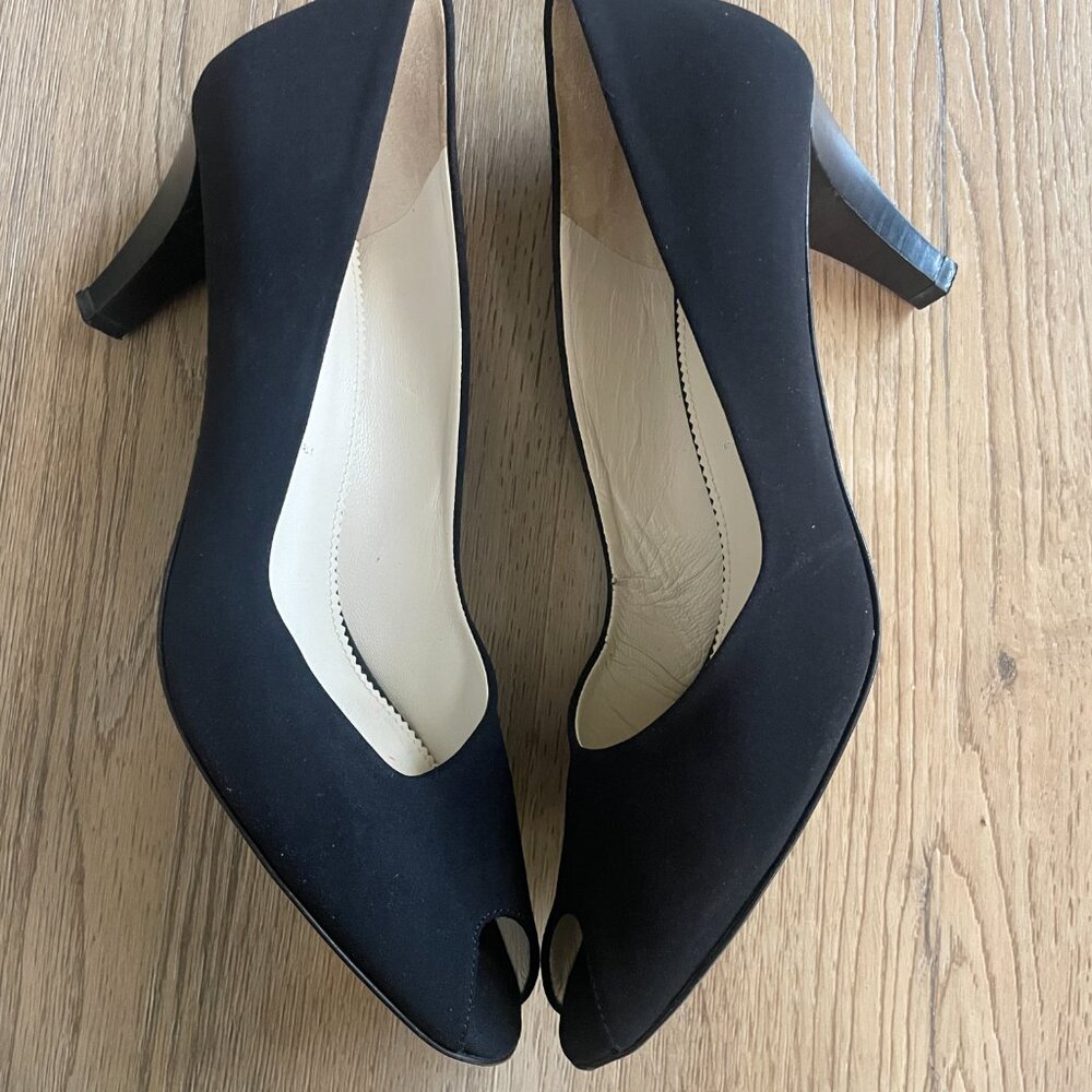 Amalfi Women's Black Fabric Upper Peep Toe Heel Shoes 9N Business Career - Picture 6 of 9